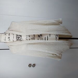 Soft Surroundings- Womens Cream Textured Open Cardigan/Shawl SUPER SOFT Sz.L/XL